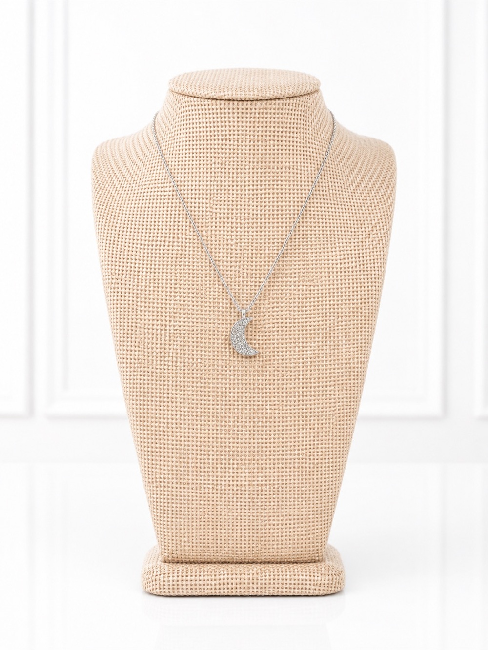 Silver Crescent Moon Pendant Necklace - Women Jewelry